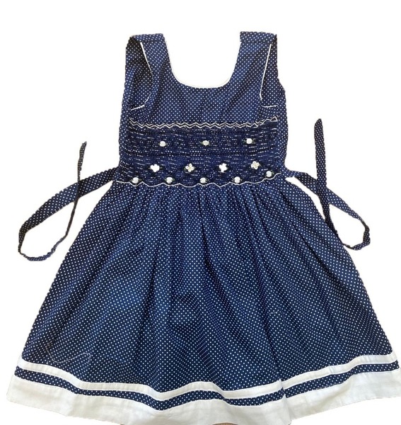 Smockysoft Navy Blue White Polka-dot
